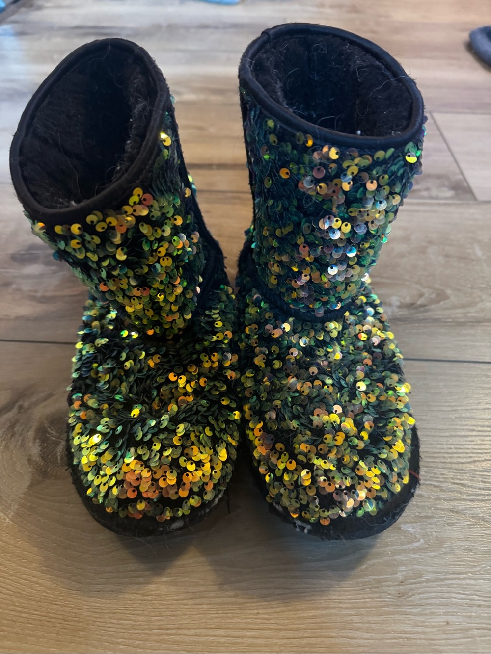 Kids Ugg Sequin Glitter Boot - Green/Gold